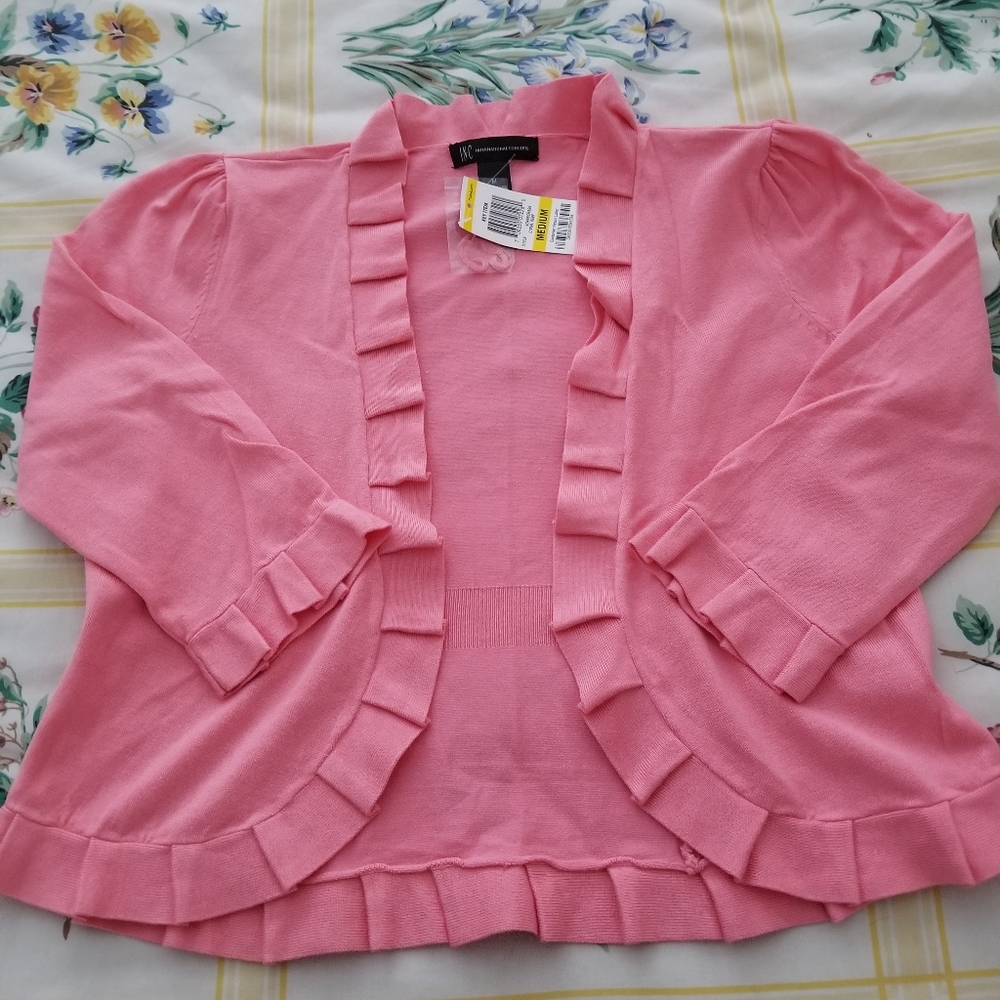 NWT I.N.C Watermelon Colored Short sleeve Bolero Sweater